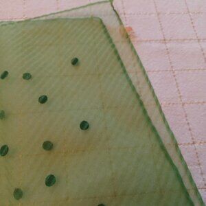 Retro Fun! Sheer Lime Green Head Scarf with Polka Dots, 1950s